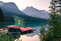 Rental boats point in summer lake