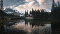 Emerald Lake lodge during sunset and sunrise in Yoho National Park near Banff. one of the most photogenic places in the Royalty Free Stock Photo