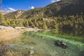 Emerald Lake Mricho Tal near Pisang. Himalaya mountains. Nepal, Annapurna circuit trek