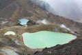 Looking down from the red crater summit on the Tongariro Crossing, North Island, New Zealand Royalty Free Stock Photo