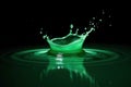 Emerald liquid impact a stunning visually appealing image of a single drop creating a crown splash and concentric rings on a dark Royalty Free Stock Photo
