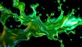 Emerald Liquid Splash: A Dynamic, Iridescent Abstract Royalty Free Stock Photo