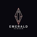 Emerald Logo, Gemstone Vector, Luxurious Premium Vintage Retro Elegant Design, Diamond Jewelry Icon, Symbol Illustration