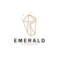 Emerald Logo, Gemstone Vector, Luxurious Premium Vintage Retro Elegant Design, Diamond Jewelry Icon, Symbol Illustration