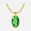 Emerald necklace icon, realistic style Royalty Free Stock Photo