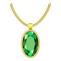 Emerald necklace icon, realistic style Royalty Free Stock Photo