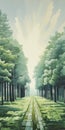 Emerald Path: A Calming Symmetry Of Psychological Phenomena In Landscape Painting