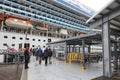 The Emerald Princess Cruise Ship is docked at the port in Juneau