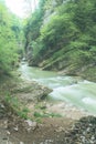 Emerald river rushing through mountain canyon Royalty Free Stock Photo