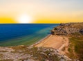 sea bay with stony coast at the sunset Royalty Free Stock Photo