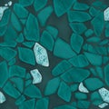 Emerald seamless pattern with cracked ceramic tile texture. Kintsugi style hand drawn illuastration