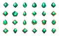 Emerald set, isolated on white background Royalty Free Stock Photo