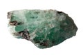 Natural crude emerald on white background