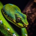 The Emerald Tree Boa on jungle forest