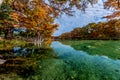 Emerald Water and Bright Fall Foliage at Garner State Park, Texas