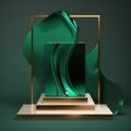 emerald waves and alexandrite jewels background for cosmetic products, mock up pedestal AI generation