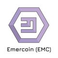 Emercoin EMC. Vector illustration crypto coin i Royalty Free Stock Photo