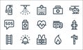 Emergencies line icons. linear set. quality vector line set such as axe, high visibility vest, ladder, fire, alarm, sos, fire