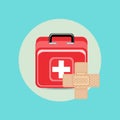 Emergency aid case and stethoscope flat design