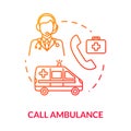 Emergency, ambulance call concept icon. First aid service, healthcare, hospital call centre hotline. Medical assistance Royalty Free Stock Photo