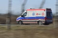 Emergency ambulance rushing on signal for help