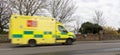 Emergency ambulance speeds towards Accident and Emergency at Worthing, West Sussex Royalty Free Stock Photo