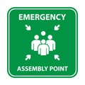 Emergency assembly point sign, gathering point signboard, emergency evacuation vector for graphic design, logo, website, social Royalty Free Stock Photo