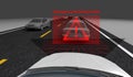 Emergency Braking Assist EBA sysyem to avoid car crash concept. Smart Car technology, 3D rendering