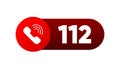 112 Emergency Call button. Emergency help sign symbol. Calling 112 for help. SOS signal. Vector illustration. Royalty Free Stock Photo