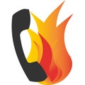 Emergency call in case of fire. Vector black image. Royalty Free Stock Photo