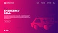 911 emergency call concept with ambulance. Modern flat web landing page design template. Vector illustration