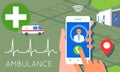 Emergency call concept illustration. Ambulance service car Royalty Free Stock Photo