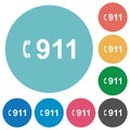 Emergency call 911 flat round icons