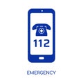 Emergency call icon. 112 help phone sign