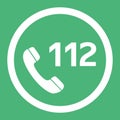 Emergency call number 112 flat design vector icon. Web button in eps10. Royalty Free Stock Photo
