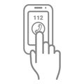 Emergency Call Number 112 On A Touch Screen Isolated On A White Background. Vector Icon Illustration.