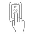 Emergency Call Number 911 On A Touch Screen Isolated On A White Background. Vector Icon Illustration.