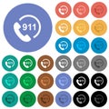 Emergency call 911 round flat multi colored icons Royalty Free Stock Photo