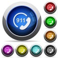 Emergency call 911 round glossy buttons