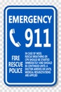 symbol Emergency Call 911 Sign on transparent background Royalty Free Stock Photo