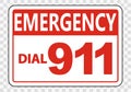 symbol Emergency Call 911 Sign on transparent background Royalty Free Stock Photo