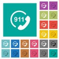 Emergency call 911 square flat multi colored icons