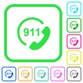 Emergency call 911 vivid colored flat icons