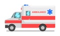 Emergency car, red and white ambulance medical service vehicle vector Illustration on a white background Royalty Free Stock Photo