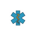 Emergency Care icon set. Four elements in diferent styles from medicine icons collection. Creative emergency care icons filled, Royalty Free Stock Photo