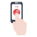 Emergency Concept Emergency Call On The Screen Of Phone. Isolated On A White Background. Vector Icon Illustration.