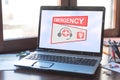 Emergency concept on a laptop screen Royalty Free Stock Photo