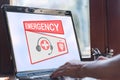 Emergency concept on a laptop screen Royalty Free Stock Photo