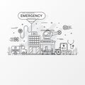 Emergency concept. Set of hospital and healthcare contains icon elements, ambulance, siren-equipped car, helicopter. Royalty Free Stock Photo