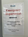 Emergency department paper sign on wall